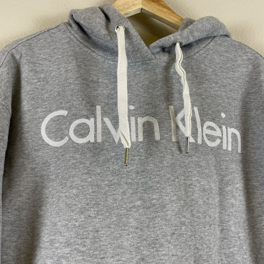 Calvin Klein Performance Hoodie Womens Size Small Cropped Light Wash Gray Hooded - Picture 5 of 12